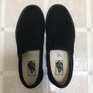 All black vans slip ons